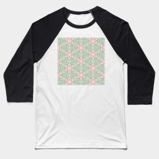 Floral Circle Pattern in Pink and Sage Baseball T-Shirt